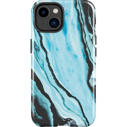 Aqua Blue Marble Ink iPhone 15 Impact Case
